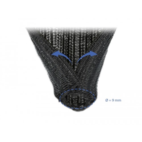 Delock Braided Sleeve self-closing 2 m x 9 mm black