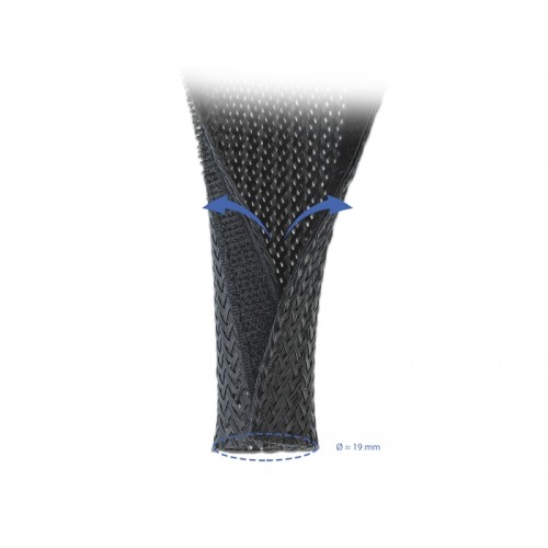 Delock Braided Sleeving with Hook-and-Loop Fastener 2 m x 19 mm black