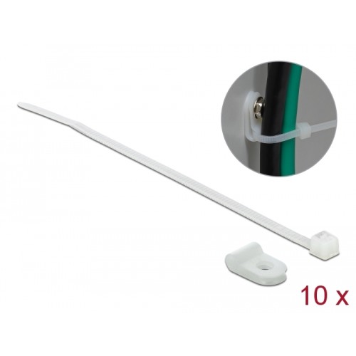 Delock Mounting Clamp 3.2 mm with Cable Tie L 100 x W 2.5 mm white
