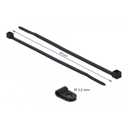 Delock Mounting Clamp 3.2 mm with Cable Tie L 100 x W 2.5 mm black