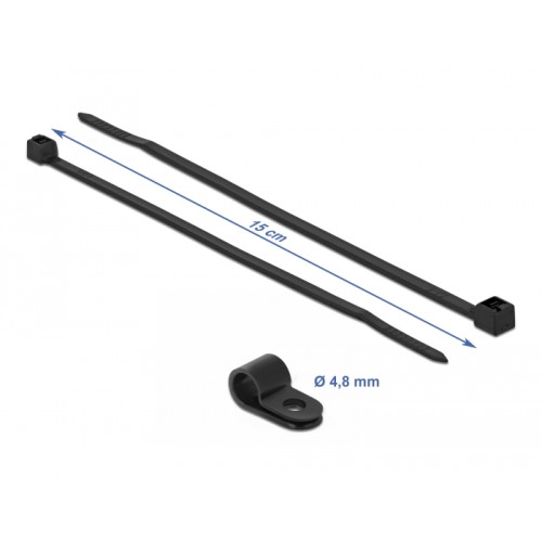 Delock Mounting Clamp 4.8 mm with Cable Tie L 150 x W 2.5 mm black