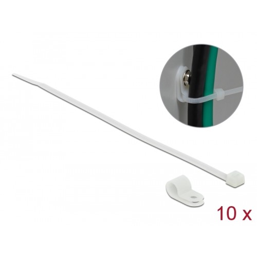 Delock Mounting Clamp 6.4 mm with Cable Tie L 200 x W 3.6 mm white