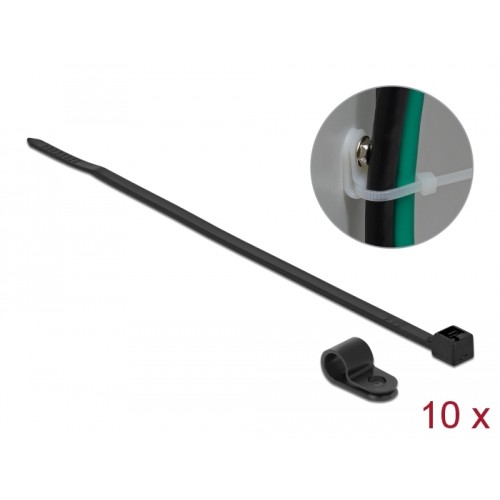 Delock Mounting Clamp 6.4 mm with Cable Tie L 200 x W 3.6 mm black