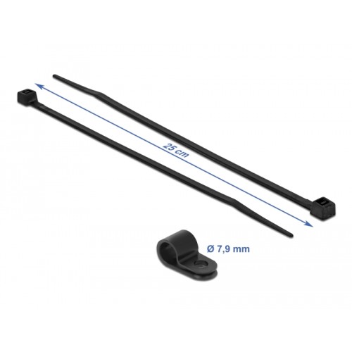 Delock Mounting Clamp 7.9 mm with Cable Tie L 250 x W 3.6 mm black