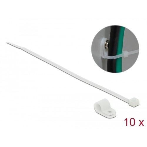 Delock Mounting Clamp 9.5 mm with Cable Tie L 200 x W 4.8 mm white