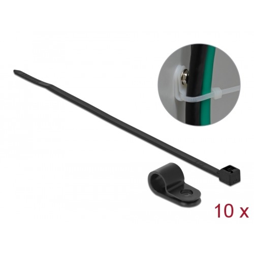 Delock Mounting Clamp 9.5 mm with Cable Tie L 200 x W 4.8 mm black