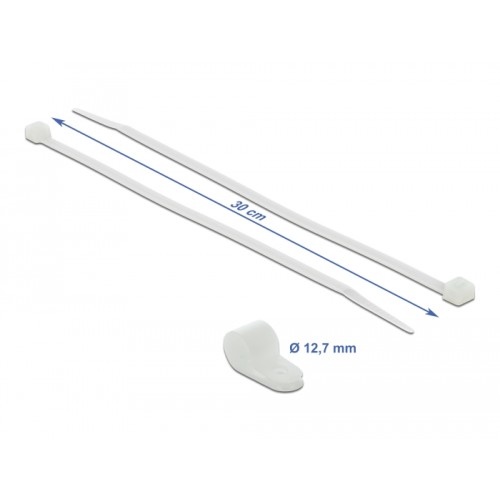Delock Mounting Clamp 12.7 mm with Cable Tie L 300 x W 4.8 mm white