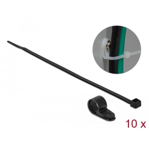 Delock Mounting Clamp 12,7 mm with Cable Tie L 300 x W 4.8 mm black set
