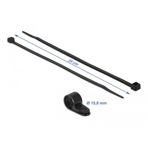 Delock Mounting Clamp 15.8 mm with Cable Tie L 350 x W 4.8 mm black