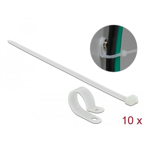 Delock Mounting Clamp 25.4 mm with Cable Tie L 300 x W 7,2 mm white