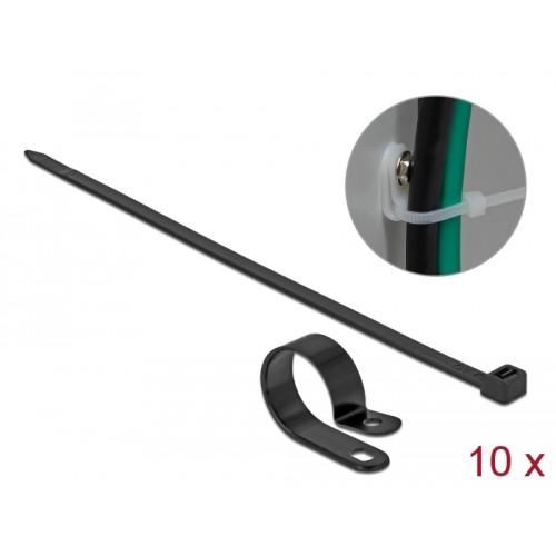 Delock Mounting Clamp 25.4 mm with Cable Tie L 300 x W 7.2 mm black