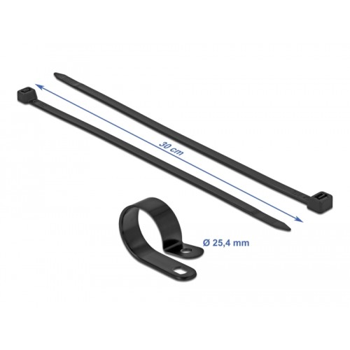Delock Mounting Clamp 25.4 mm with Cable Tie L 300 x W 7.2 mm black