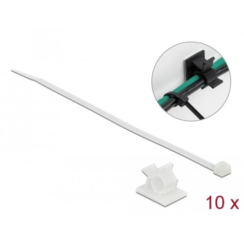 Delock Cable Clamp 25 x 18 mm with Cable Tie L 200 x W 3.6 mm white