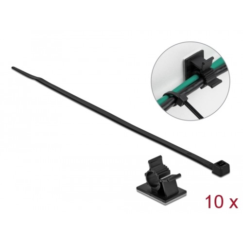 Delock Cable Clamp 25 x 18 mm with Cable Tie L 200 x W 3.6 mm black