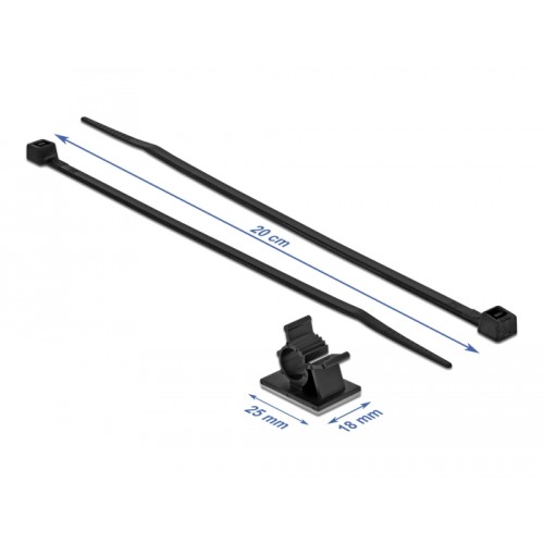 Delock Cable Clamp 25 x 18 mm with Cable Tie L 200 x W 3.6 mm black