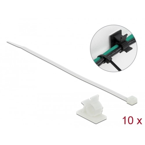 Delock Cable Clamp 37 x 18 mm with Cable Tie L 300 x W 4.8 mm white