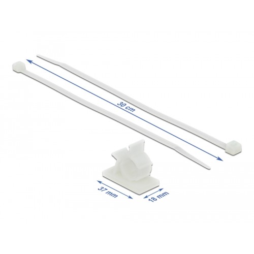 Delock Cable Clamp 37 x 18 mm with Cable Tie L 300 x W 4.8 mm white