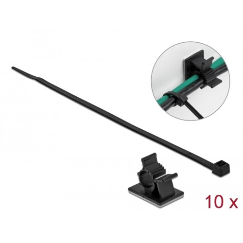 Delock Cable Clamp 37 x 18 mm with Cable Tie L 300 x W 4.8 mm black