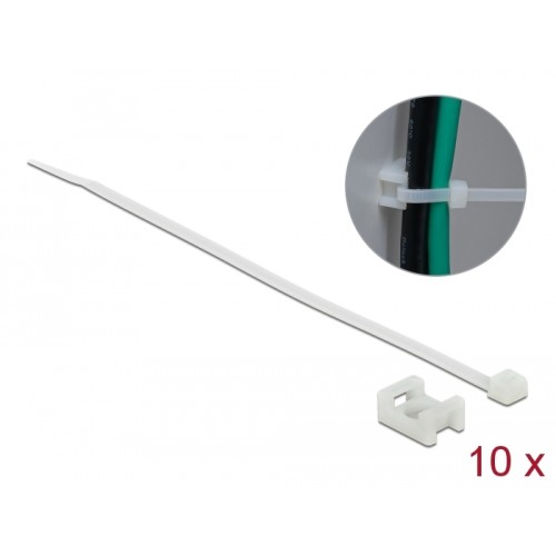 Delock Screw Fixing Mount 15 x 10 mm with Cable Tie L 200 x B 3.6 mm white