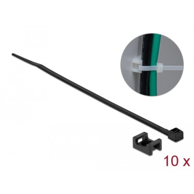 Delock Screw Fixing Mount 15 x 10 mm with Cable Tie L 200 x B 3.6 mm black
