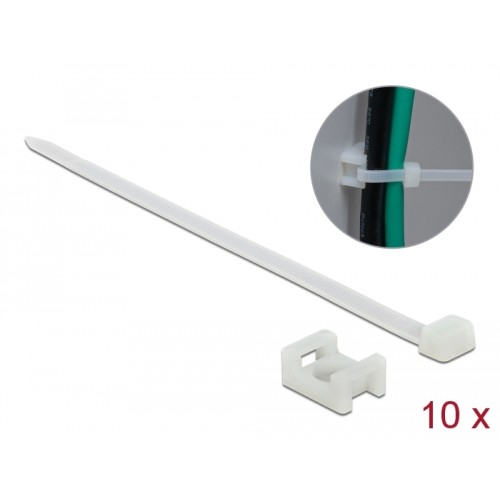 Delock Screw Fixing Mount 23 x 16 mm with Cable Tie L 150 x B 7.2 mm white