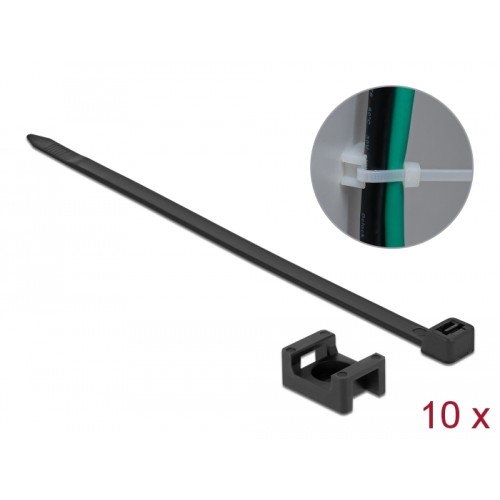 Delock Screw Fixing Mount 23 x 16 mm with Cable Tie L 150 x B 7.2 mm black