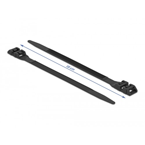 Delock Cable Tie with Double Locking L 190 x W 9 mm black 10 pieces