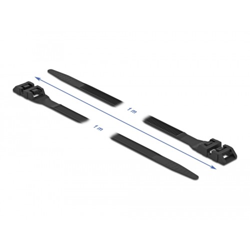 Delock Cable Tie with Double Locking L 1000 x W 9 mm black 10 pieces