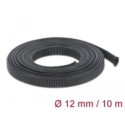 Delock Braided Sleeving stretchable 10 m x 12 mm black