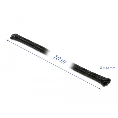 Delock Braided Sleeving stretchable 10 m x 12 mm black 2