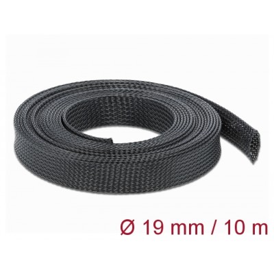 Delock Braided Sleeving stretchable 10 m x 19 mm black
