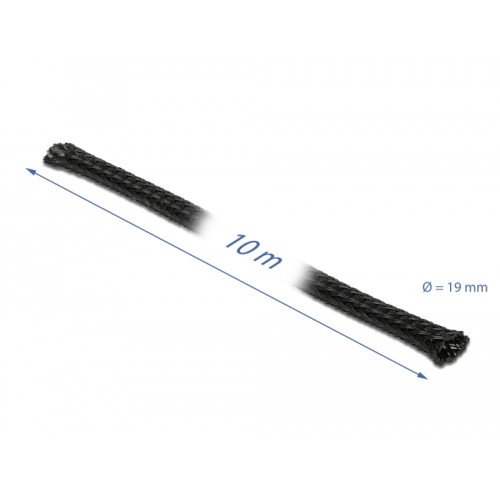 Delock Braided Sleeving stretchable 10 m x 19 mm black