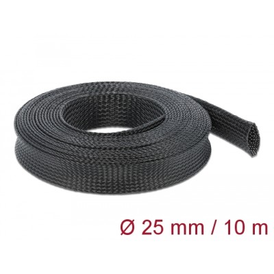 Delock Braided Sleeving stretchable 10 m x 25 mm black
