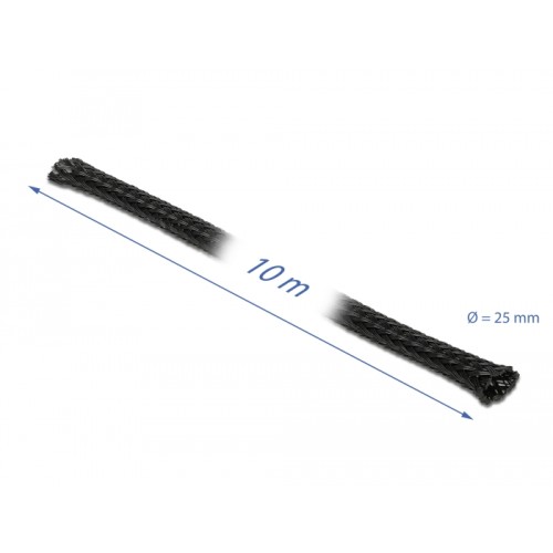 Delock Braided Sleeving stretchable 10 m x 25 mm black