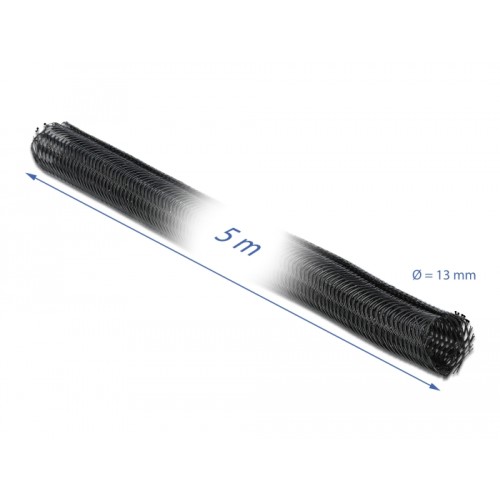 Delock Braided Sleeving self-closing 5 m x 13 mm black