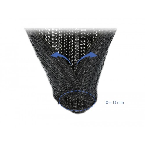 Delock Braided Sleeving self-closing 5 m x 13 mm black