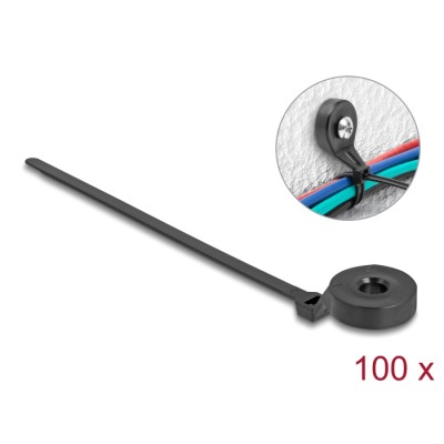 Delock Cable Tie with Fastening Eyelet L 180 x W 6 mm black 100 pieces