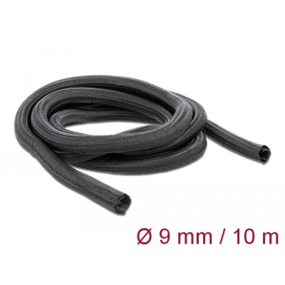 Delock Braided Sleeving self-closing 10 m x 9 mm black