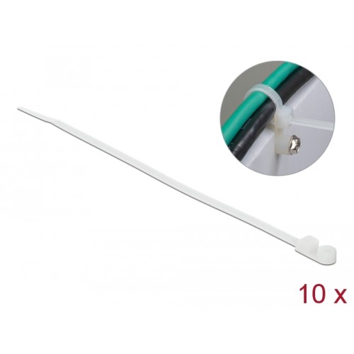 Delock Cable Tie with Fastening Eyelet L 200 x W 4.8 mm white 10 pieces