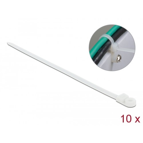 Delock Cable Tie with Fastening Eyelet L 300 x W 7.6 mm white 10 pieces
