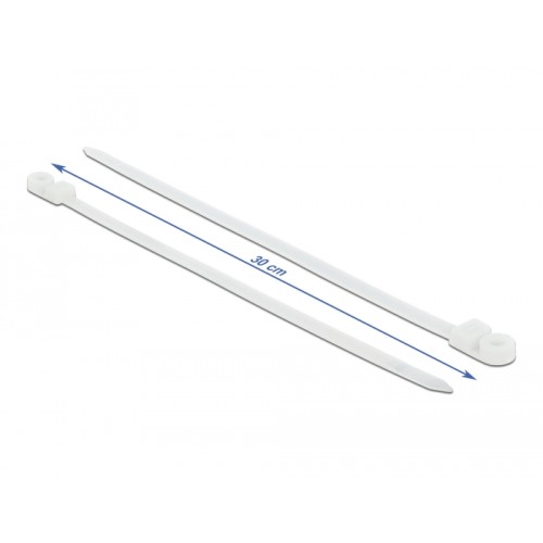 Delock Cable Tie with Fastening Eyelet L 300 x W 7.6 mm white 10 pieces