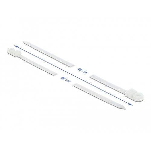 Delock Cable Tie with Fastening Eyelet L 400 x W 7.6 mm white 10 pieces