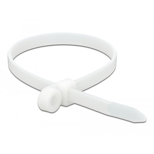 Delock Cable Tie with Fastening Eyelet L 400 x W 7.6 mm white 10 pieces