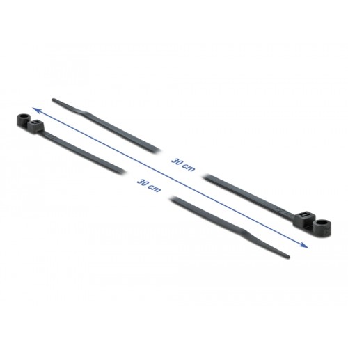 Delock Cable Tie with Fastening Eyelet L 300 x W 4.8 mm black 10 pieces