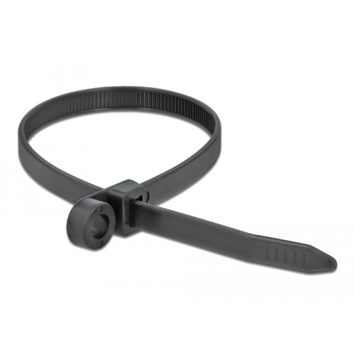 Delock Cable Tie with Fastening Eyelet L 300 x W 7.6 mm black 10 pieces