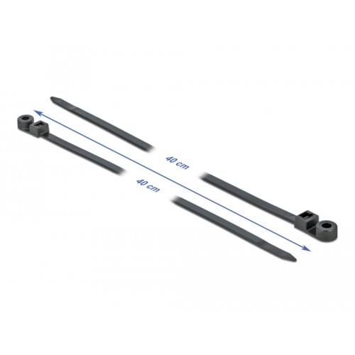 Delock Cable Tie with Fastening Eyelet L 400 x W 7.6 mm black 10 pieces