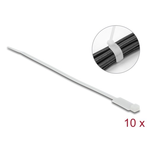 Delock Cable Tie with Label Tap L 190 x W 4.8 mm white 10 pieces