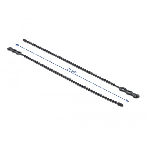 Delock Beaded Cable Tie reusable L 210 x W 4.5 mm black 10 pieces