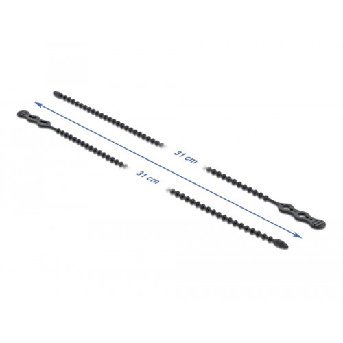 Delock Beaded Cable Tie reusable L 310 x W 4.5 mm black 10 pieces