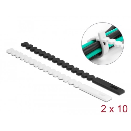 Delock Cable Ties flexible reusable 20 pieces black / white